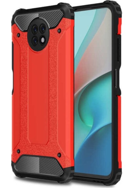 Xiaomi Redmi Note 9T Kapak Çift Katmanlı Zırh Tank Kılıf Kırmızı