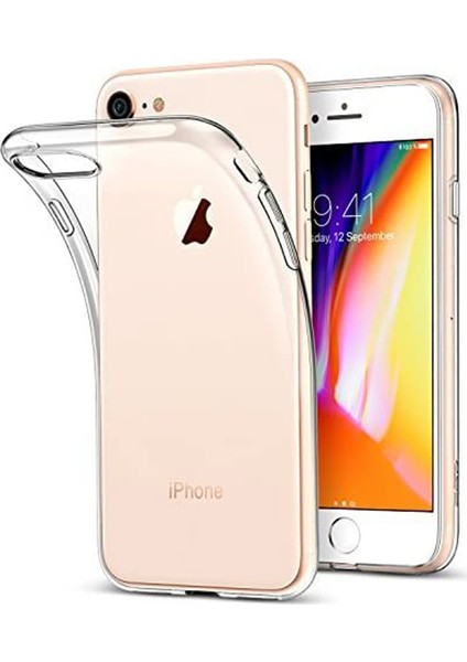 Apple iPhone 8 Kılıf Silikon Kapak ve Ekran Koruyucu Set Şeffaf