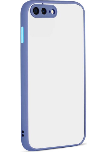 Apple iPhone 8 Plus Kılıf Kamera Korumalı Silikon Kenarlı Renkli Düğmeli Mat Arka Kapak Mor