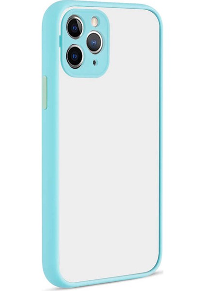 Apple iPhone 11 Pro Kılıf Kamera Korumalı Silikon Kenarlı Renkli Düğmeli Mat Arka Kapak Turkuaz