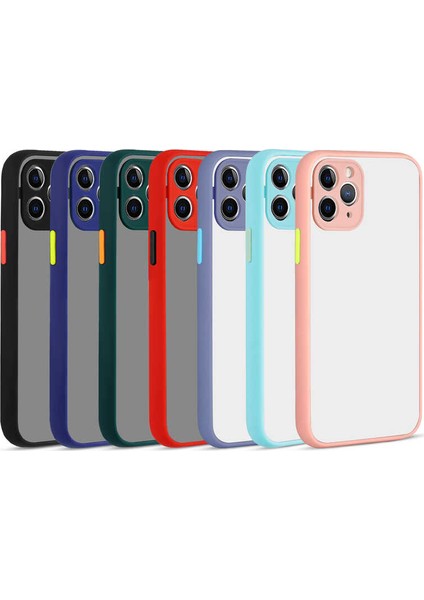 Samsung A11 Kılıf Kamera Korumalı Silikon Kenarlı Düğmeleri Renkli Mat Arka Kapak Mor indirimleri