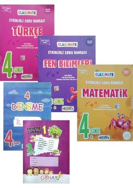 4. Sınıf Türkçe+Matematik+Fen Soru Bankası (Meraklı Zihinler+Arkadaş Denemeli)