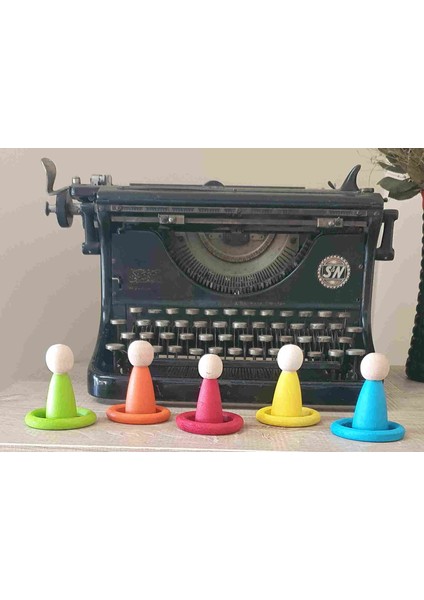 Waldorf Montessori Peg Bebek Mini Insancık + Halka Boyalı 5'erli Set fiyatları