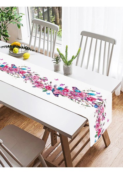 Şarmaşık Gül Desenli Kuş Motifli Dijital Baskılı Özel Tasarım Süet Runner fiyatları