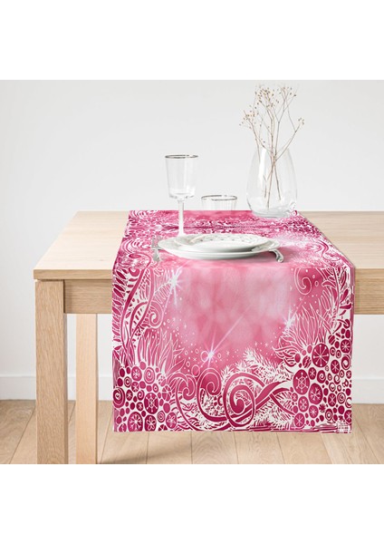 Pembe Zeminli Dijital Baskılı Modern Süet Runner