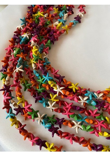 Karışık Renkli Denizyıldızı Yıldız Şekilli Doğaltaş Dizisi 13X13 mm Boyutunda 38 Adet fiyatları