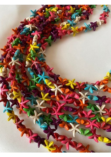 Karışık Renkli Denizyıldızı Yıldız Şekilli Doğaltaş Dizisi 13X13 mm Boyutunda 38 Adet fırsatları