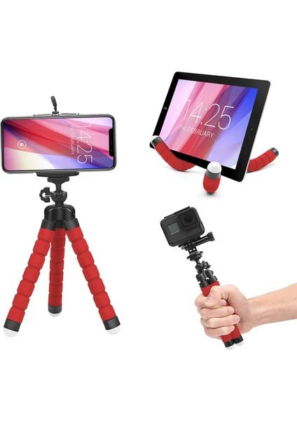 ONY03 3'lü Esnek Tripod Kırmızı