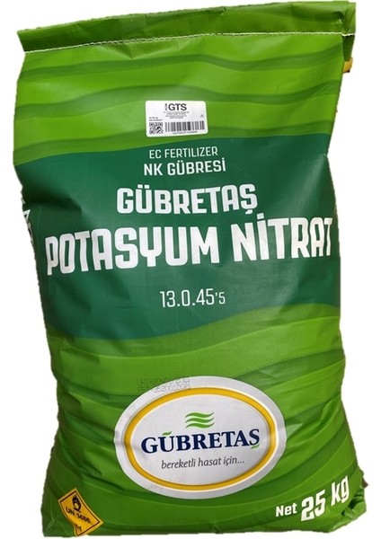 Potasyum Nıtrat 13 0 45,5 Meyve Sebze Bitki Besini Geliştirici Suda Çözünür NK Gübresi 25 Kg