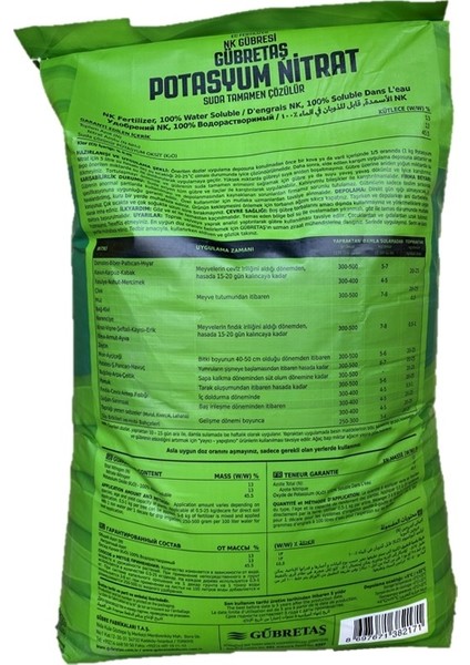 Potasyum Nıtrat 13 0 45,5 Meyve Sebze Bitki Besini Geliştirici Suda Çözünür NK Gübresi 25 Kg fiyatları