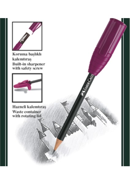 2 Adet Faber-Castell Kurşun Kalem (Gizli Kalemtraş ) + Elips Silgi
