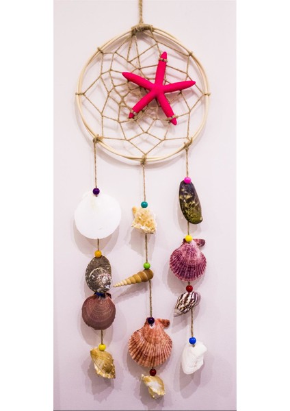 Antioch Artdesign Dream Catcher 66 cm Deniz Yıldızlı Deniz Kabuklu Rüya Kapanı Düş Kapanı Ev Dekor Hediyelik Eşya