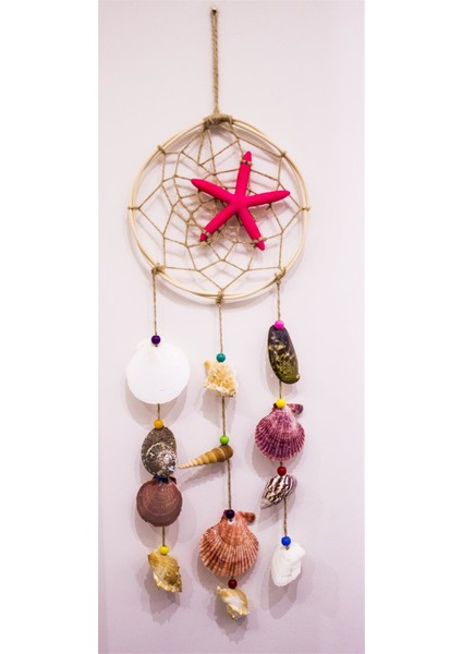 Antioch Artdesign Dream Catcher 66 cm Deniz Yıldızlı Deniz Kabuklu Rüya Kapanı Düş Kapanı Ev Dekor Hediyelik Eşya