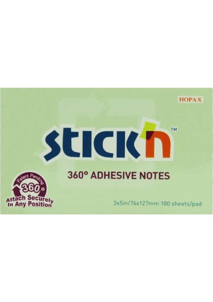 Stickn Eco Notes Pastel Yeşil Not Kağıdı 100 Yaprak 76 x 127 mm