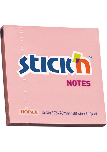 Stickn 100 Yaprak Pastel Pembe Not Kağıdı 76 x 76 mm