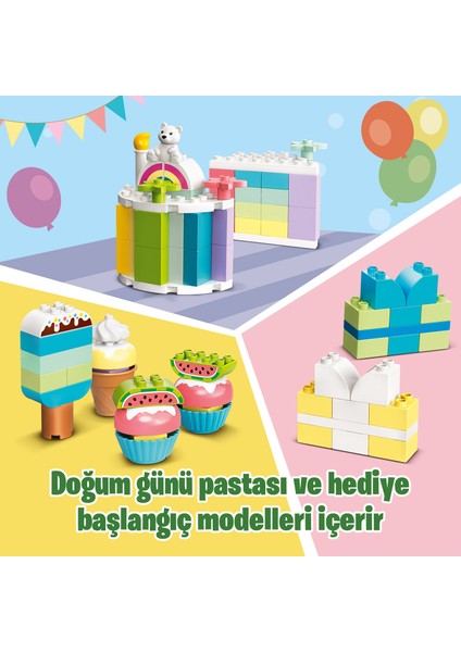 LEGO® DUPLO Classic 200 Parçalık Yaratıcı Parçalar Kutusu (10958) - Doğum Günü Partisi Temalı Çocuk Oyuncak Yapım Seti