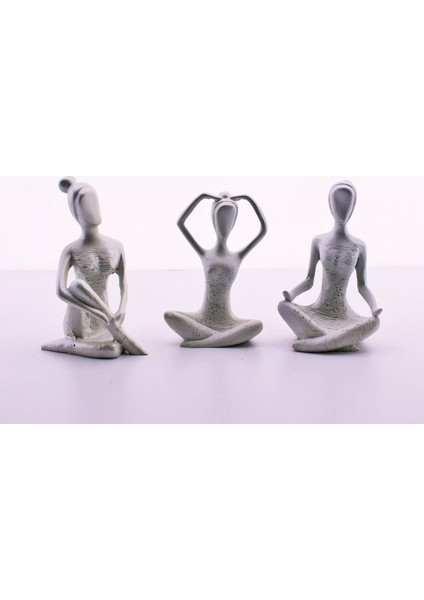 Hediye Filesi Yoga Yapan Kızlar Beyaz Üçlü Biblo 18 Cm 