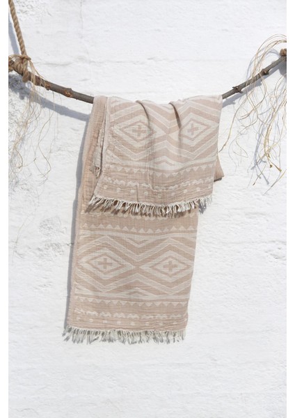 Pamuklu 90 x 180 cm Peştemal Plaj Havlusu Etnik Desen Jakarlı