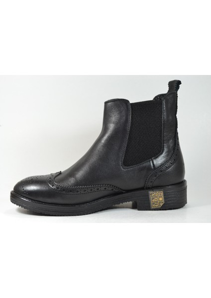 50 Hakiki Deri Siyah Lastikli Oxford Bot modelleri