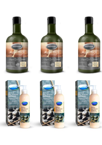 Argan Yağlı Şampuanı + Saç Maskesi Set x 3 Adet