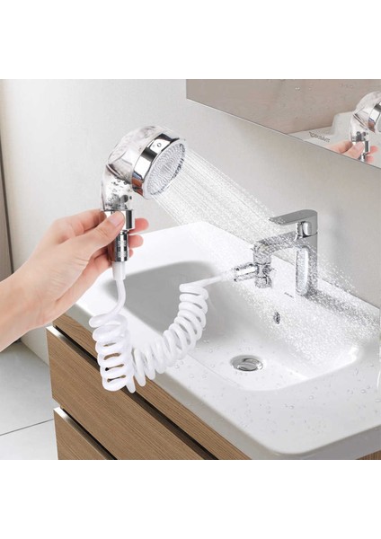 Artemis Tedarik 2 In 1 Spiral Hortumlu Ayarlanabilir Hareketli Banyo Mutfak Lavabo Musluk Duş Başlığı