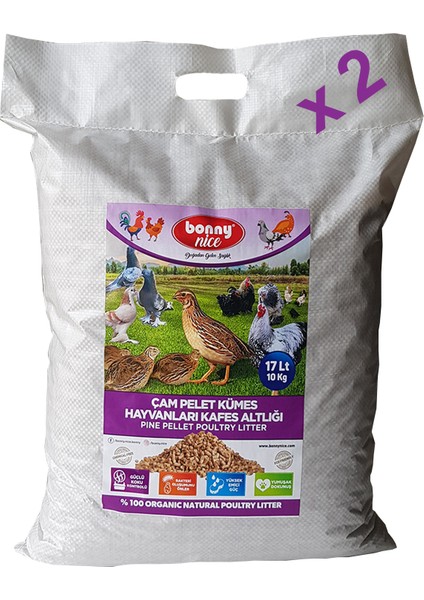 Bıldırcın Güvercin Keklik Süs Tavukları Kafes Altlığı 10 kg 20 L x 2 Paket