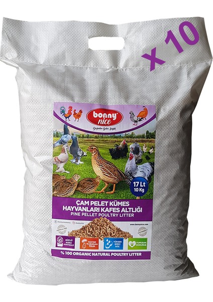 Bıldırcın Güvercin Keklik Süs Tavukları Kafes Altlığı 10 kg 20 L x 10 Paket