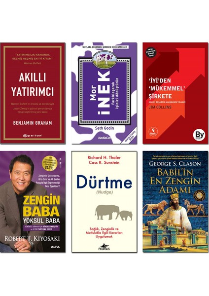 Akıllı Yatırımcı + Mor Inek + Iyiden Mükemmel Şirkete + Zengin Baba Yoksul Baba + Dürtme (Nudge) + Babilin En Zengin Adamı - 6 Kitap Set