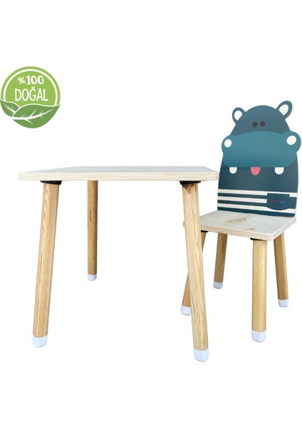 Hippo Ahşap Çocuk Masa Sandalyesi