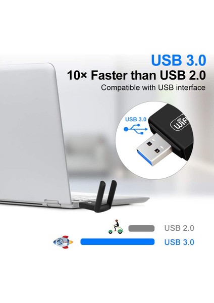 Ultratekno AC1300 Mbps Dual Band USB 3.0 Adaptör Kablosuz Wifi