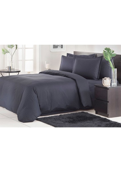 - Siyah Line Pamuk Saten Çift Kişilik Nevresim Takımı