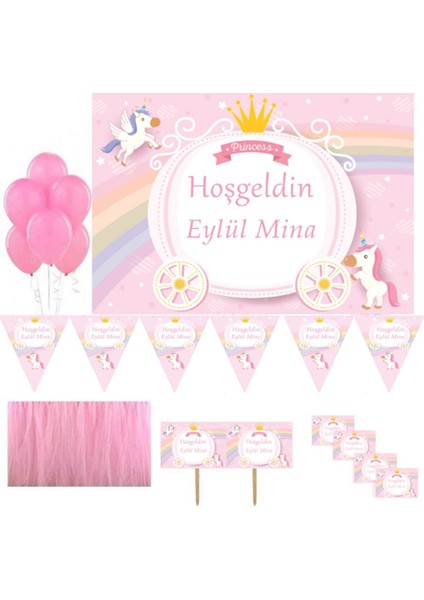 Isimli Hastane Odası Süsleme Seti Pembe