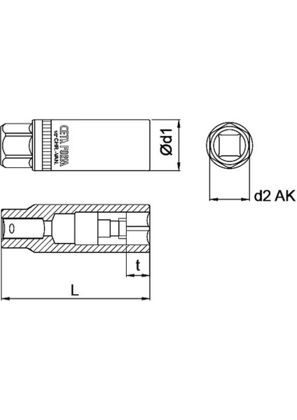 C27-R21M 1/2” 6 Köşe Mıknastıslı Buji Lokması