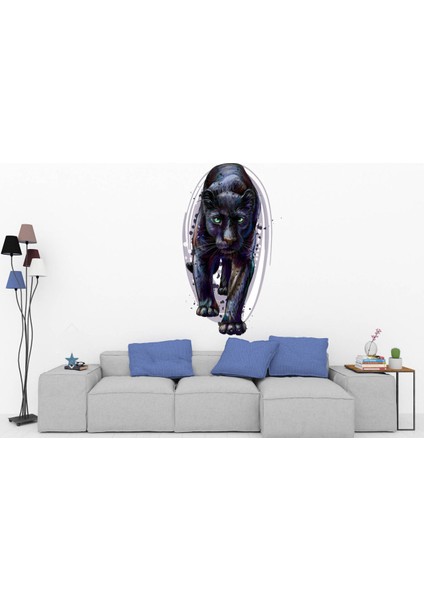Kt Decoration Siyah Puma El Çizimi 3D Duvar Sticker