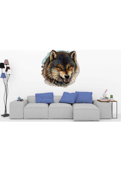 Kt Decoration Hırçın Kurt Sanatsal Portre Duvar Sticker