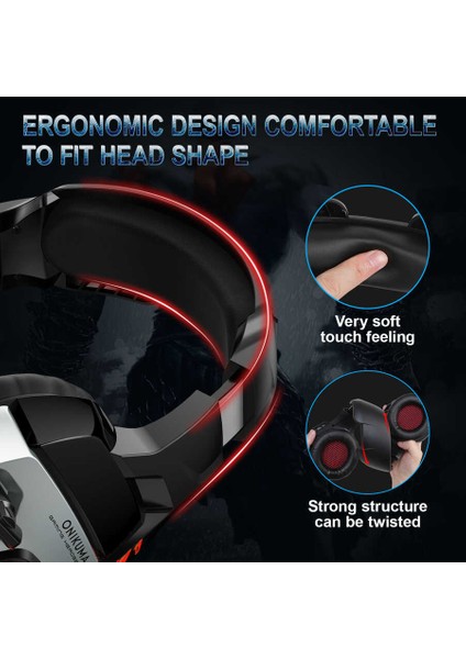 K5 Pro Oyuncu Kulaklığı Mikrofonlu Rgb Aydınlatmalı Kırmızı modelleri