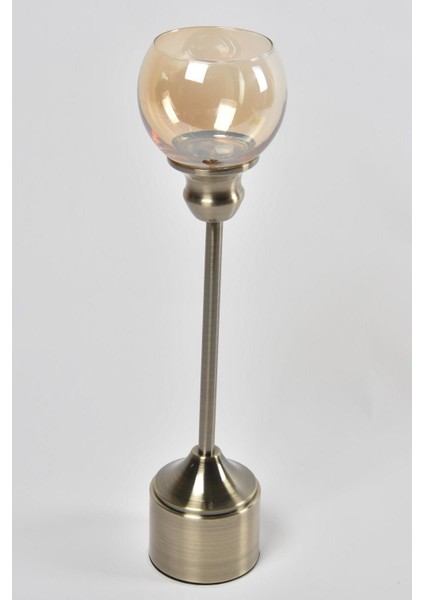 Regına Cam Şamdan Bronz 43 cm