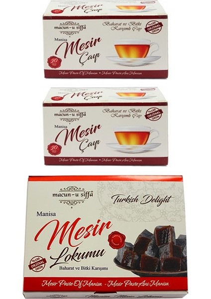 Mesir Çayı 40 gr 20'li Paket (Iki Kutu) + Mesir Lokumu 200 gr