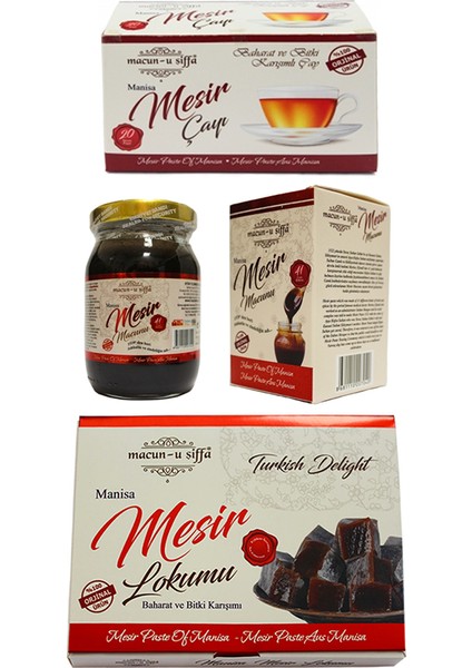 Mesir Çayı 40 gr 20'li Paket + Mesir Lokumu 200 gr + Mesir Macunu Kavanoz 220 gr