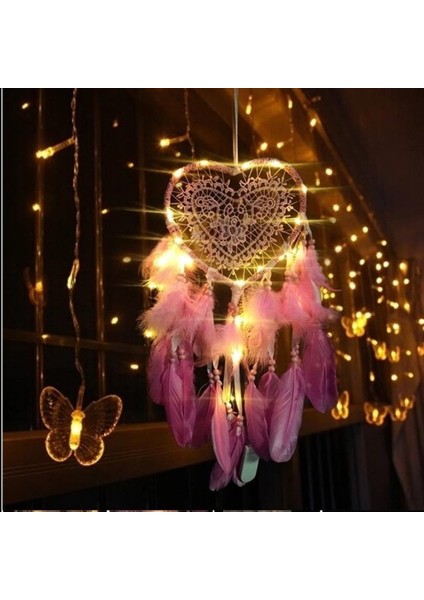 Istoc Trend Led Işıklı Pembe Kalp Düş Rüya Kapanı Dream Catcher modelleri