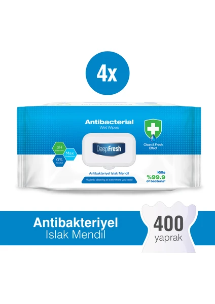 Deep Fresh Antibakteriyel Islak Mendil 4 x 100 Yaprak