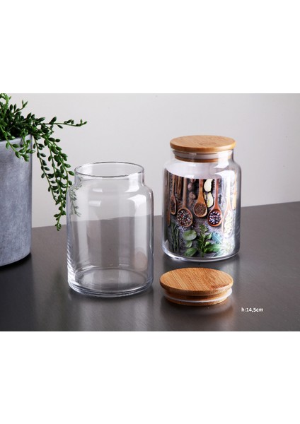 Bambu Kapaklı Cam Kavanoz 0,8 Litre 10 Adet