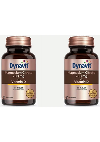 Eczacıbaşı Dynavit Magnesium Citrate 200 Mg & Vitamin D 60 Tablet 2'li Paket