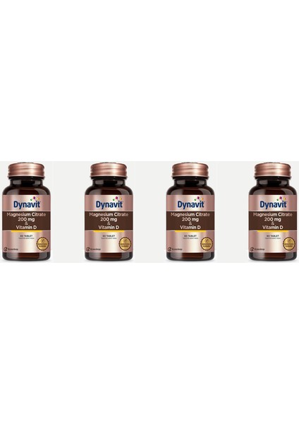 Eczacıbaşı Dynavit Magnesium Citrate 200 Mg & Vitamin D 60 Tablet 4'lü Paket