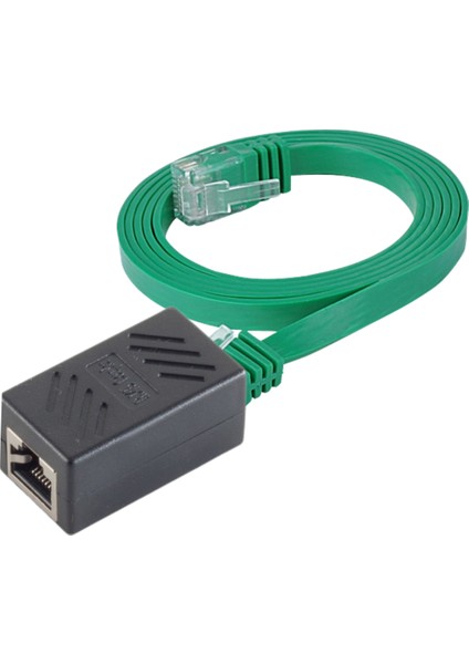 CAT6 Uzatma Seti, Yassı Ethernet Kablo ve Ekleyici, Yeşil, 50 cm