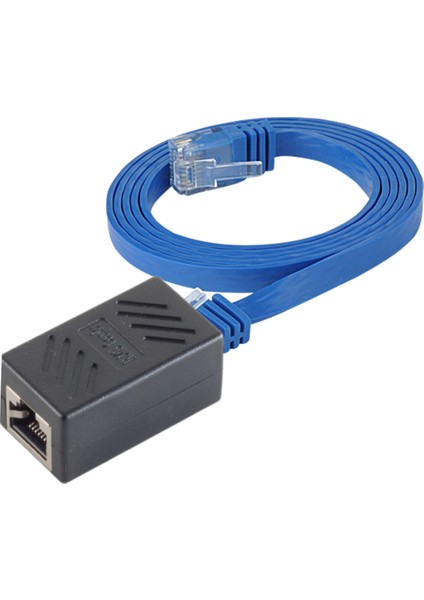 CAT6 Uzatma Seti, Yassı Ethernet Kablo ve Ekleyici, Mavi, 5 metre