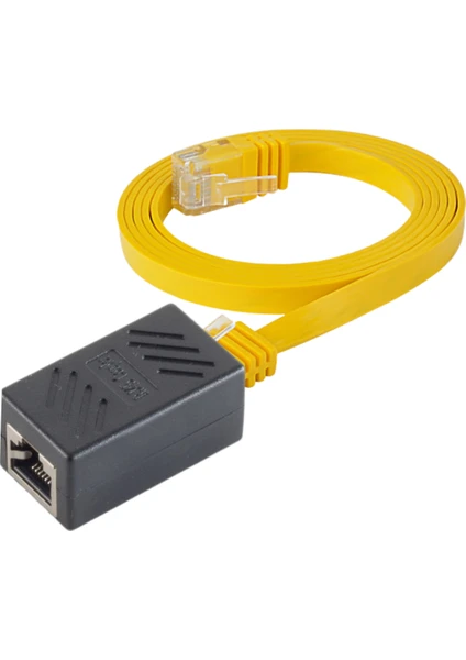 CAT6 Uzatma Seti, Yassı Ethernet Kablo ve Ekleyici, Sarı, 50 cm