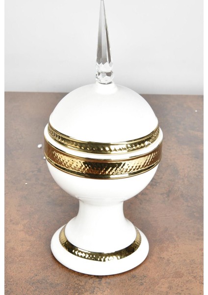 Prowhıte Kristal Kulplu Gold Şekerlik 38 cm