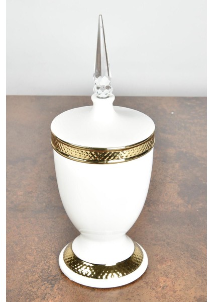 Prowhıte Kristal Kulplu Gold Şekerlik 39 cm
