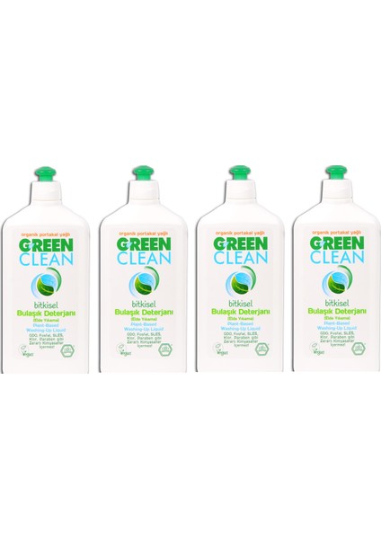 Green Clean Bitkisel Green Clean Elde Yıkama Bulaşık Deterjanı 730 ml 4 Adet